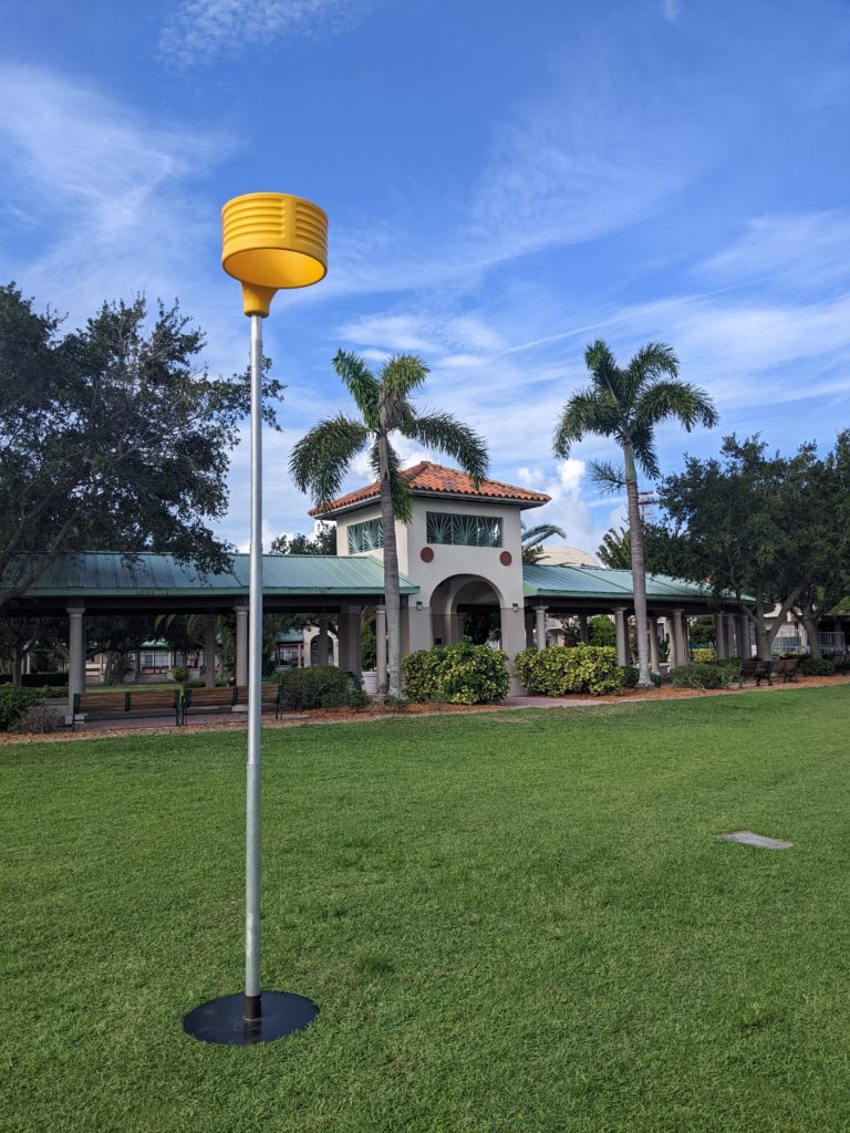 A korfball stand at Cocoa Village Riverfront Park